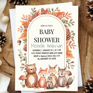 Waldtiere Bär Fuchs Baby Shower  Einladung
