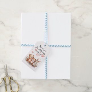 Waldtiere Bär Fuchs Hase Floral Rosa Herzen Geschenkanhänger