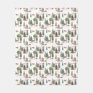 Waldtiere Bären und Maus Fleecedecke