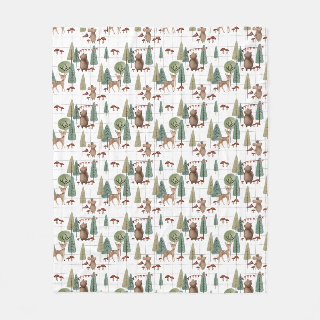 Waldtiere Bären und Maus Fleecedecke (Vorderseite)
