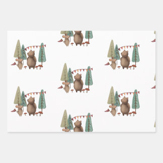 Waldtiere Bären und Maus Geschenkpapier Set