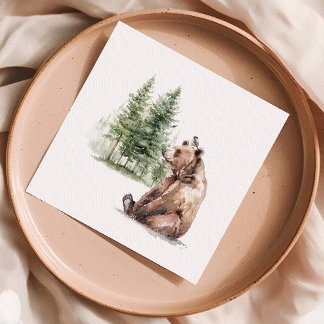 Waldtiere Bären und Vogelspuppe Serviette