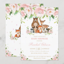 Waldtiere Blush Pink Bloral Baby Dusche