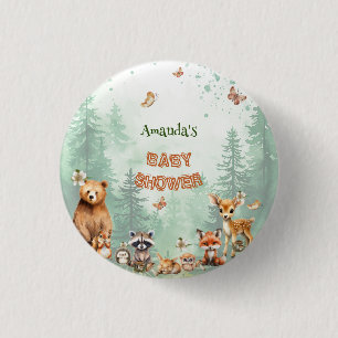 Waldtiere Botanische Babydusche Button