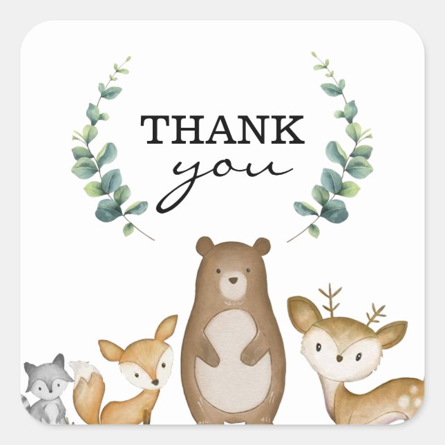Waldtiere Danke Stickers (Vorderseite)