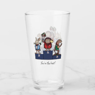 Waldtiere Du bist der Beste! Geschenk-Podium-Kunst Glas