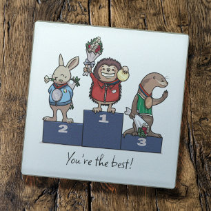 Waldtiere Du bist der Beste! Geschenk-Podium-Kunst Glasuntersetzer