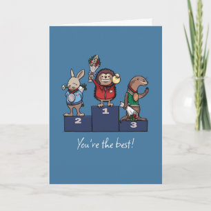 Waldtiere Du bist der Beste! Geschenk-Podium-Kunst Karte