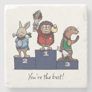 Waldtiere Du bist der Beste! Geschenk-Podium-Kunst Steinuntersetzer