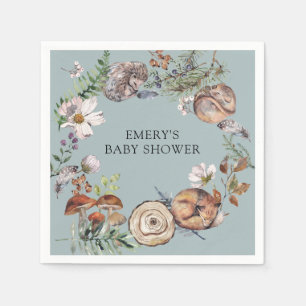 Waldtiere Dusty Blue Babyparty Serviette