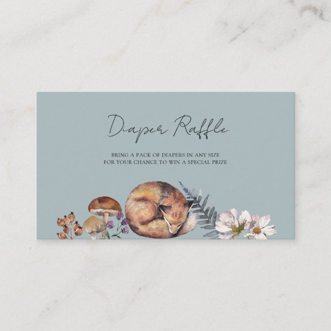 Waldtiere Dusty Blue Babyshower Begleitkarte (Vorderseite)