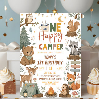 Waldtiere Ein Glücklicher Camper Geburtstag Einladung