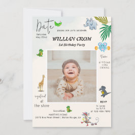 Waldtiere erstes Jahr Geburtstag Einladung