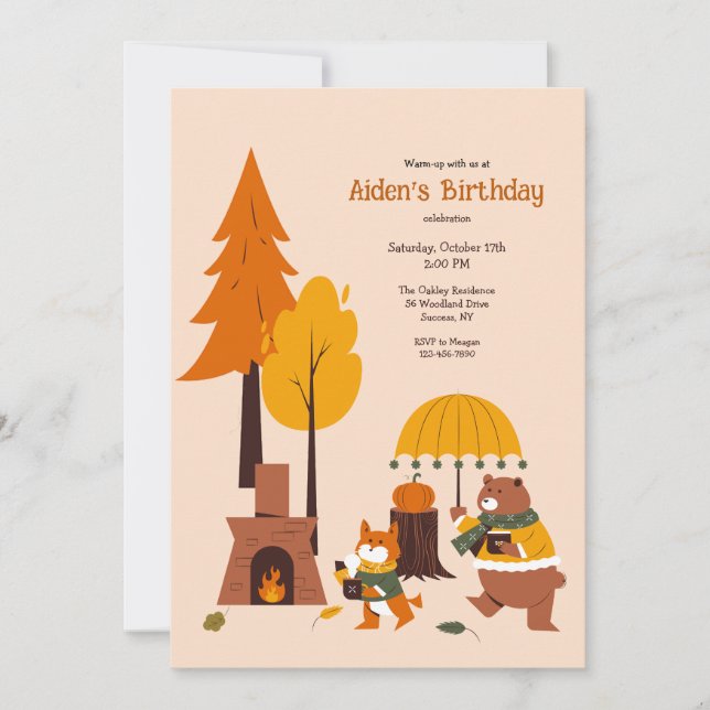 Waldtiere erwärmen sich einladung (Vorderseite)