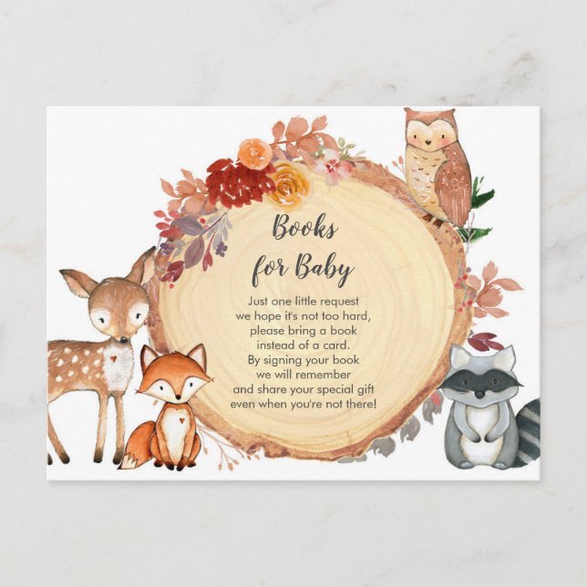 Waldtiere fallen Floral Watercolor Babybuch Postkarte (Vorderseite)