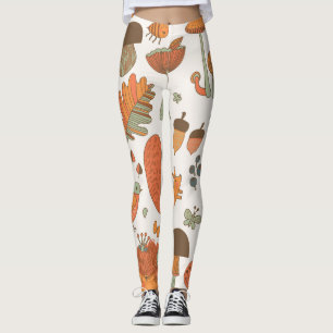 Waldtiere: farbenfroher Hintergrund des Herbstes. Leggings