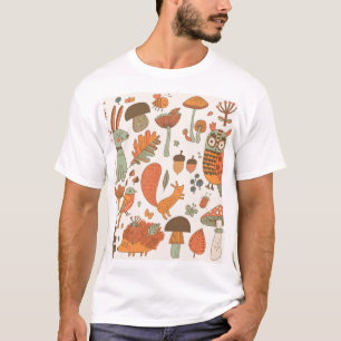 Waldtiere: farbenfroher Hintergrund des Herbstes. T-Shirt