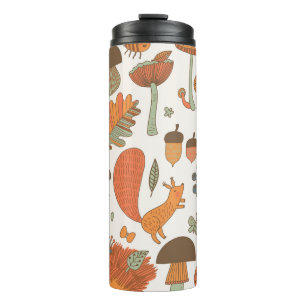 Waldtiere: farbenfroher Hintergrund des Herbstes. Thermosbecher