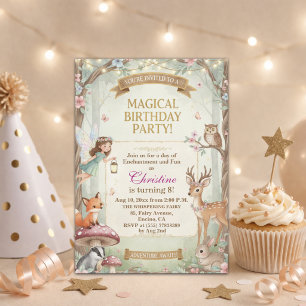 Waldtiere-Feengarten zum 8. Geburtstag Einladung