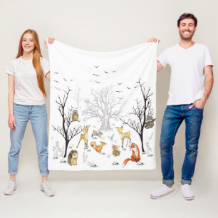 Waldtiere Fleecedecke