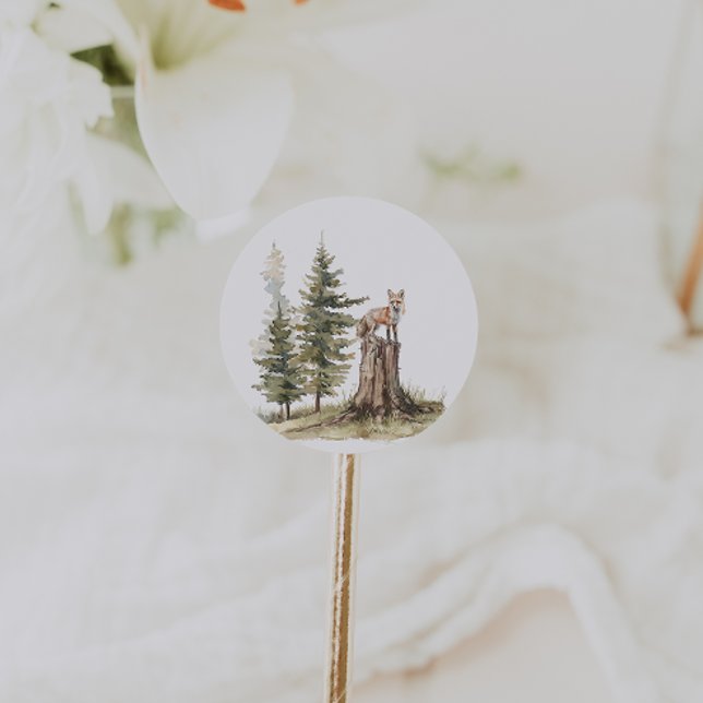 Waldtiere | Fox Baby Shower Gevor Runder Aufkleber (Von Creator hochgeladen)