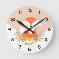 Waldtiere Fox Kids Kinderzimmer Wall Clock