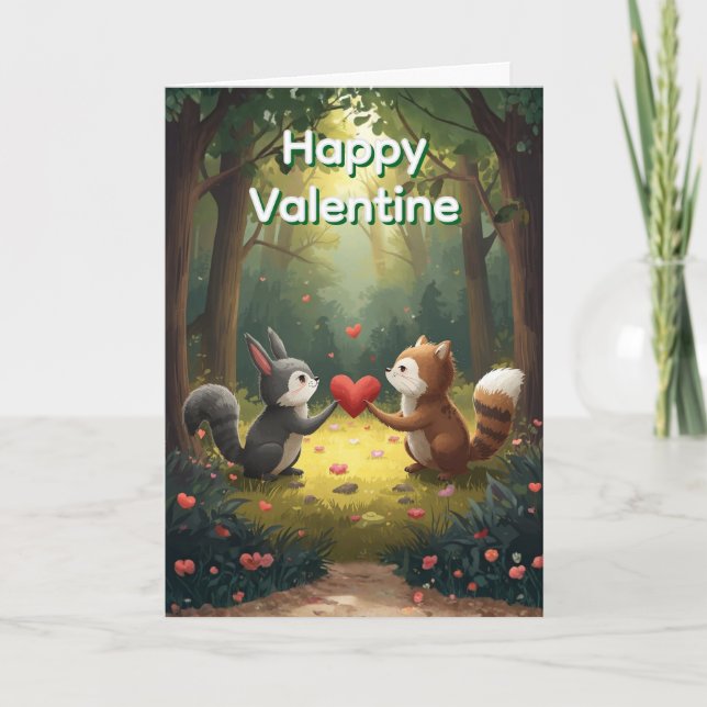 Waldtiere Frohen Valentinstag Karte (Vorderseite)