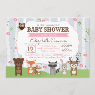 Waldtiere Frühjahr oder Sommer-Girl-Babydusche Einladung