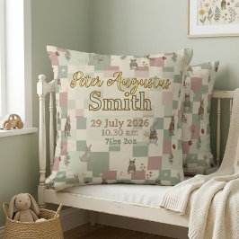 Waldtiere Geburtsstatistik Andenken | Patchwork Kissen