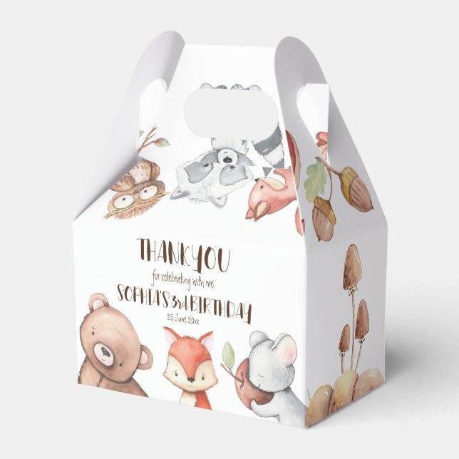 Waldtiere Geburtstag personalisiert Geschenkschachtel (Vorderseite)