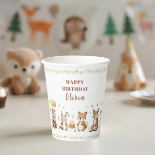 Waldtiere Geburtstag Personalisiertes Party Pappbecher