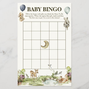 Waldtiere Gender Neutral Baby Bingo Game Flyer