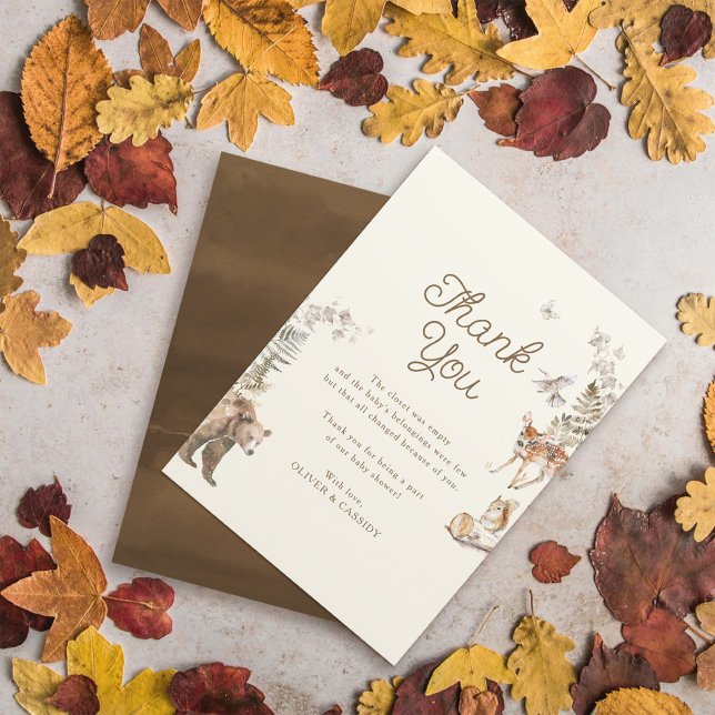 Waldtiere Geschlecht neutrale Babydusche Dankeskarte (Von Creator hochgeladen)