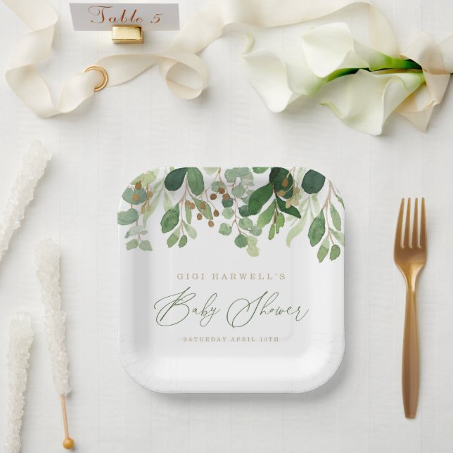 Waldtiere Geschlechtsneutrale Babydusche Pappteller (Hochzeit)