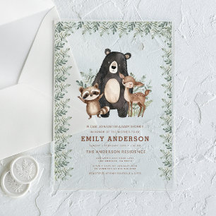 Waldtiere geschlechtsneutrale Babyparty Acryleinladungen