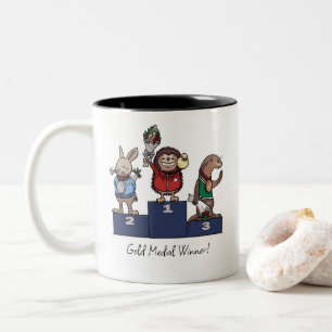 Waldtiere Goldmedaillengewinner Geschenk Podium Ku Zweifarbige Tasse