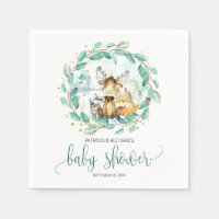 Waldtiere Grün Baby Shower