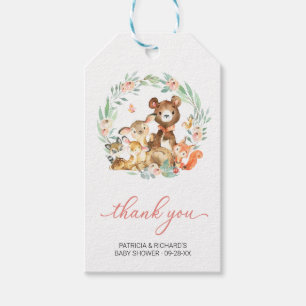Waldtiere Grün Babyparty Dankeschön Geschenkanhänger
