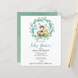 Waldtiere Grün Budget Baby Shower