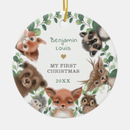 Waldtiere Grüne Kleider 1. Weihnachtsfest Keramik Ornament