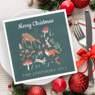 Waldtiere Grüne Weihnachten  Serviette