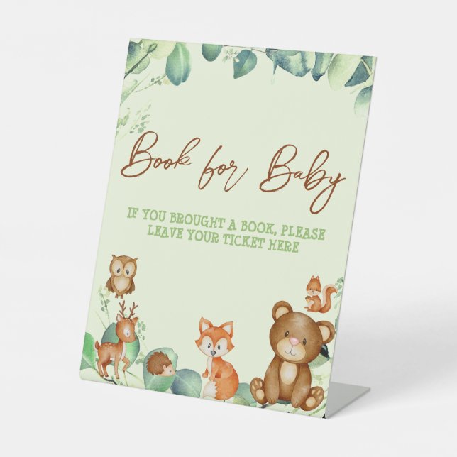 Waldtiere Grünpflanzen Eukalyptus Buch für Baby Sockelschild (Vorderseite)