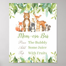 Waldtiere Grünpflanzen Kinderdusche Momosa Bar Poster