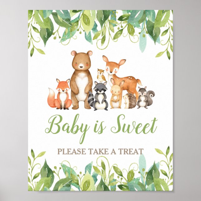 Waldtiere Grünpflanzen Kinderdusche Sweet Leckerei Poster (Vorne)