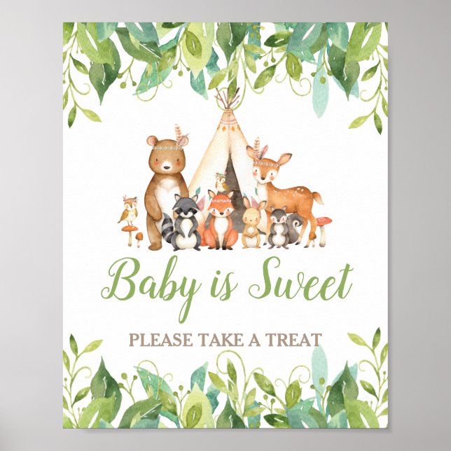 Waldtiere Grünpflanzen Kinderdusche Sweet Leckerei Poster (Vorne)
