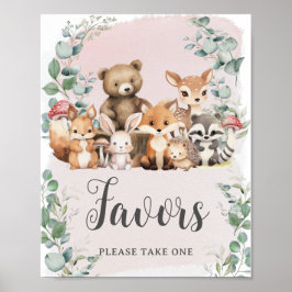 Waldtiere Grünpflanzen Mädchen Kinderdusche Favori Poster