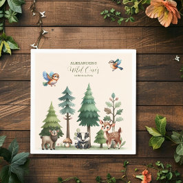 Waldtiere Grünpflanzen Wild 1. Geburtstag Serviette