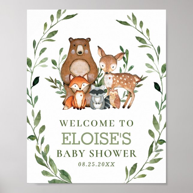 Waldtiere Grünwald Begrüßungszeichen Poster (Vorne)