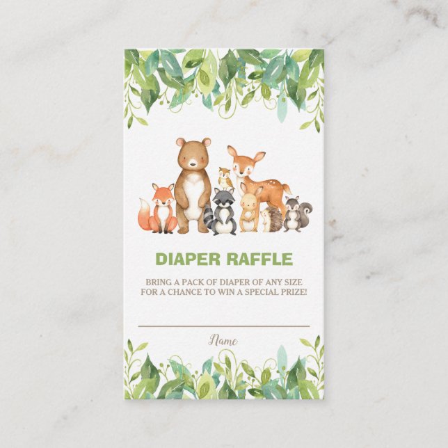 Waldtiere Grünwald Boy Diaper Raffle Begleitkarte (Vorderseite)