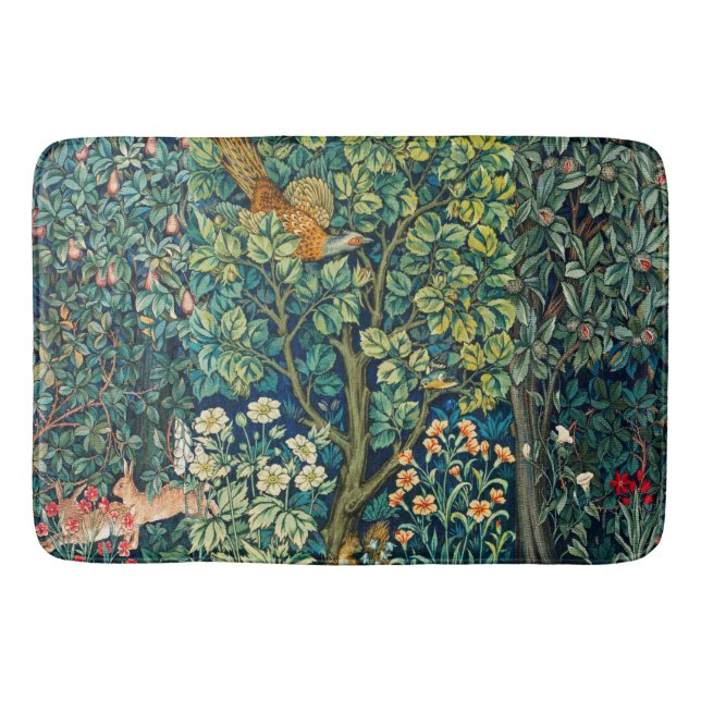 WALDTIERE Hares, Pheasant Bird, grüne Blüte Badematte (Vorderseite)